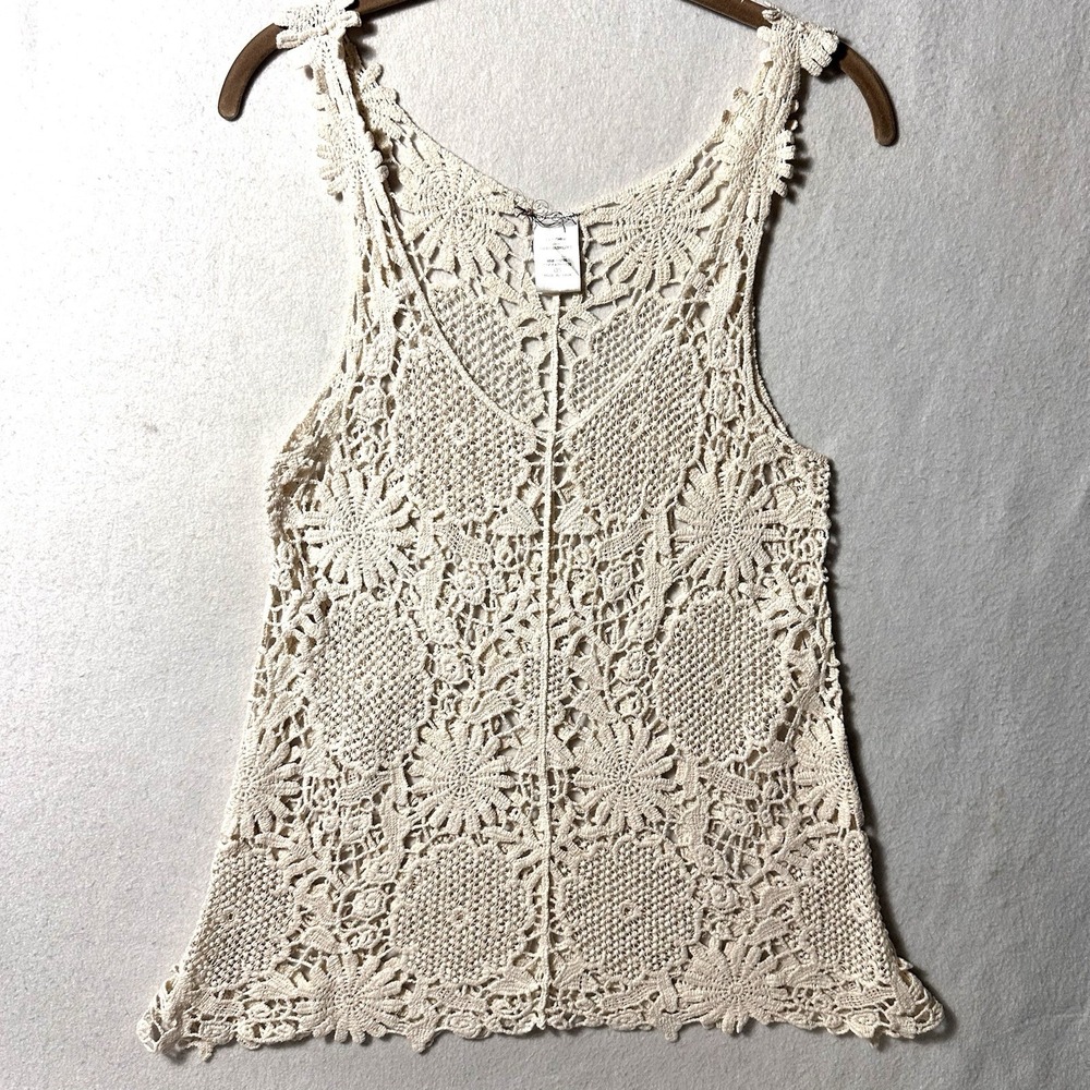 Moon‎ Collection Womens OS cream crochet Tank boho peasant festival